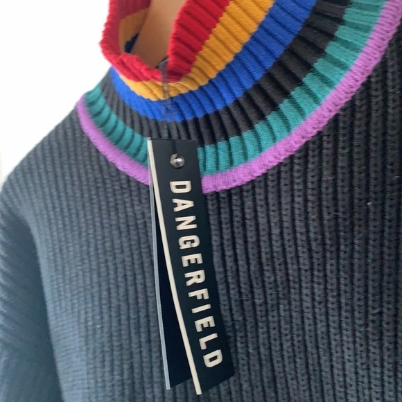 Dangerfield Rib Knit Black Turtleneck Sweater 6 - Picture 6 of 7